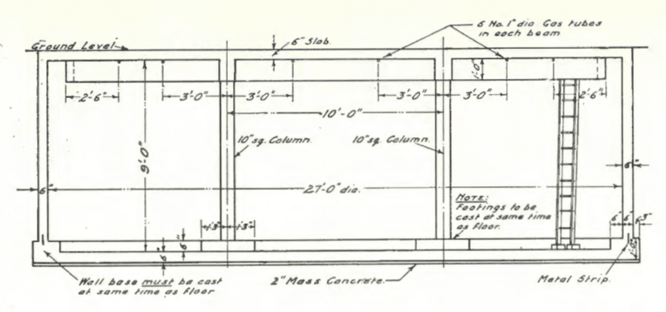Water and sanitation tank technical drawing